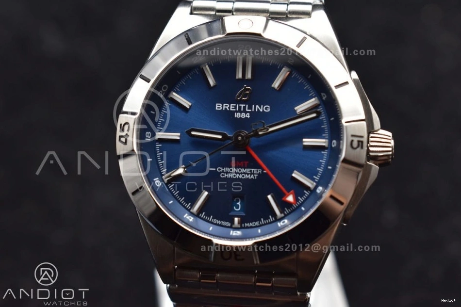 BLS Best Automatic Chronomat Factory Breitling 1:1 On Dial GMT Blue SS A2836 Edition Bracelet 40mm 0202